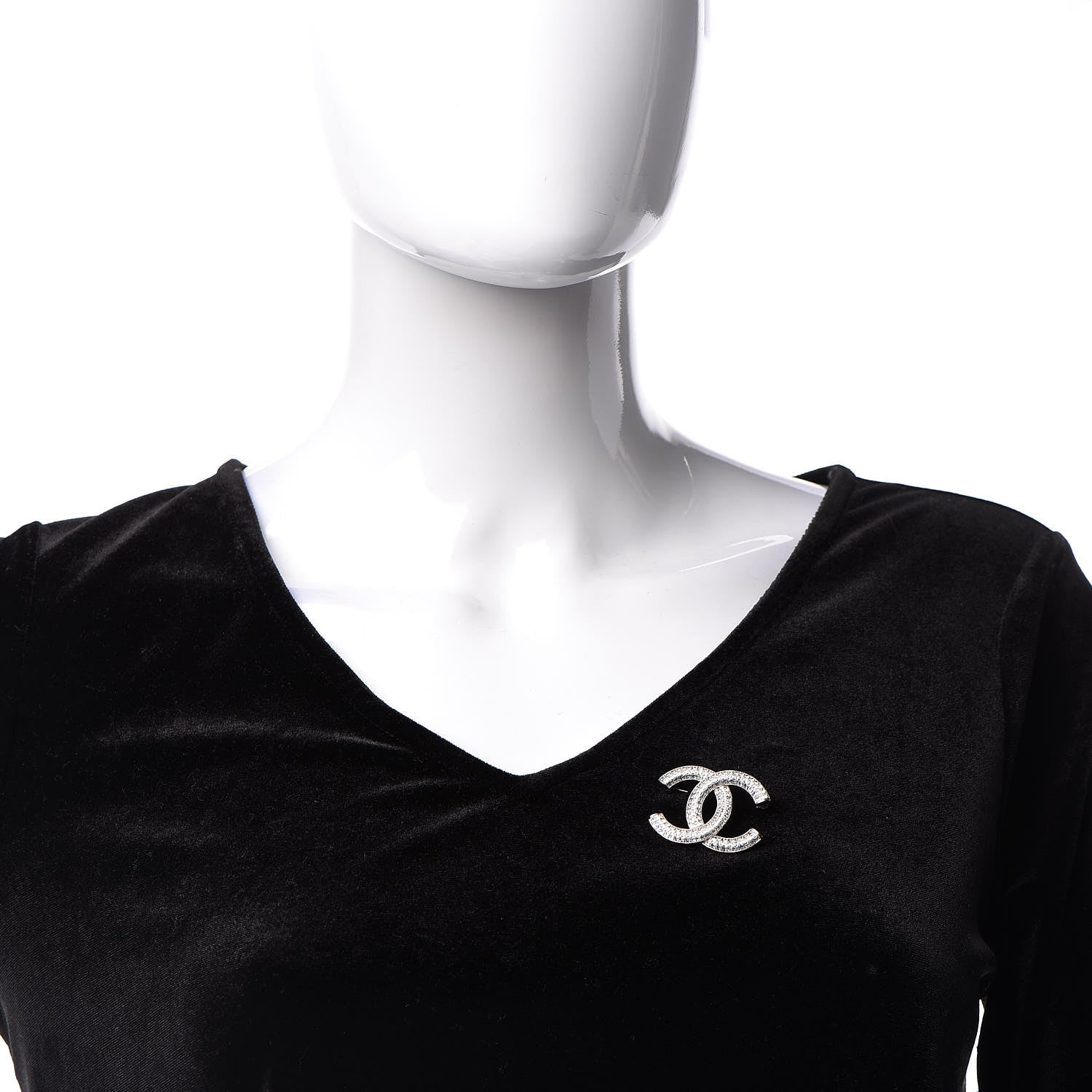 Chanel Baguette Crystal CC Brooch Silver 2 of 5