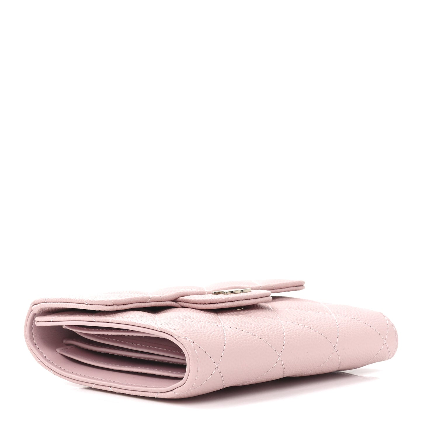 Caviar Quilted Compact Flap Wallet Light Pink