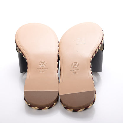 Chanel Lambskin Braided Mule Sandals 39 Black 5 of 9