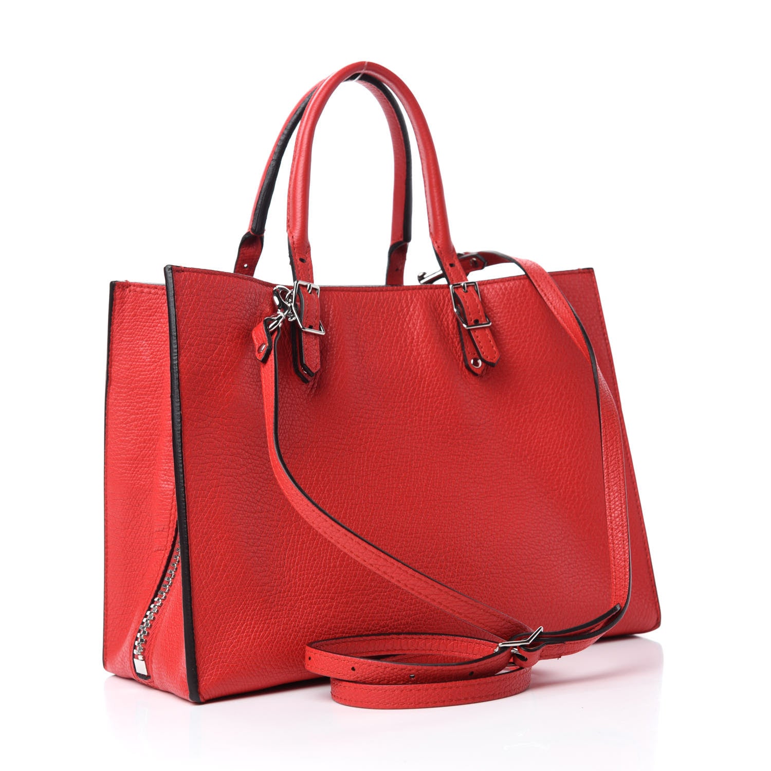 Balenciaga Grained Calfskin Plate Hardware Papier A6 Zip Around Tote Rouge Houx 3 of 10
