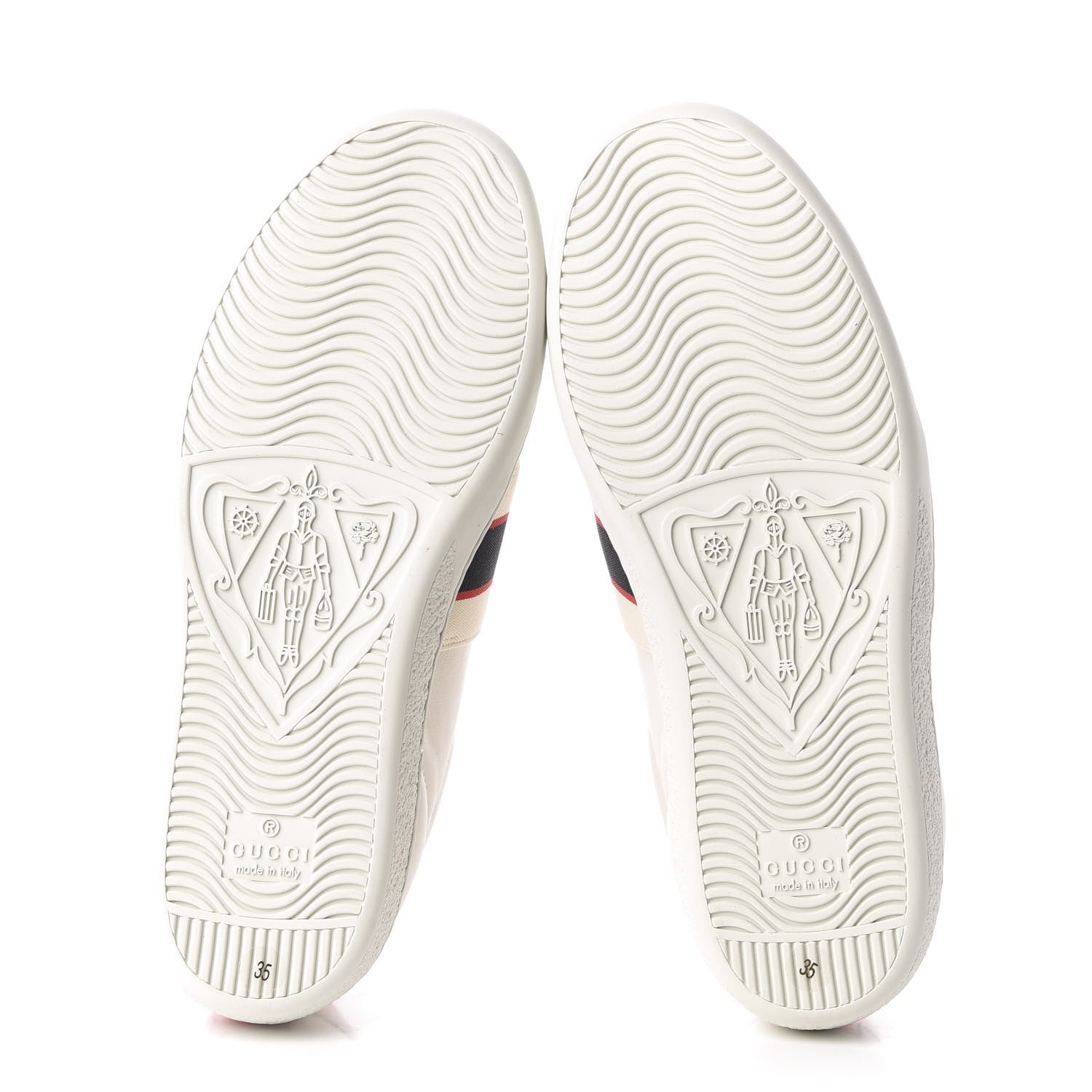 Gucci Calfskin Stripe Womens New Ace Sneakers 35 New Mystic White Ecru Red Flame 6 of 10