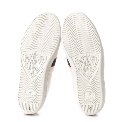 Gucci Calfskin Stripe Womens New Ace Sneakers 35 New Mystic White Ecru Red Flame 6 of 10