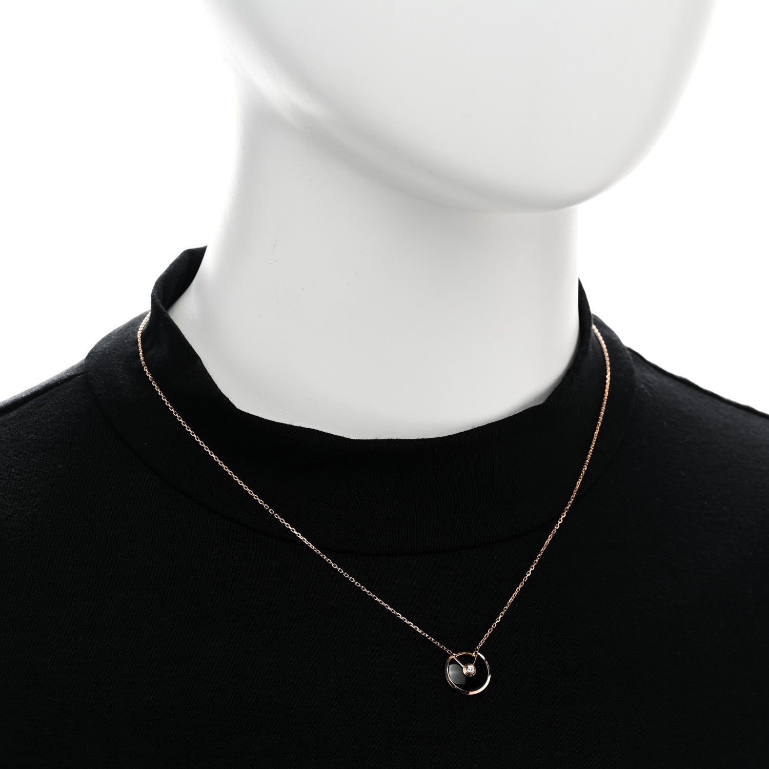 Cartier 18K Pink Gold Diamond Black Onyx XS Amulette de Cartier Pendant Necklace 2 of 5