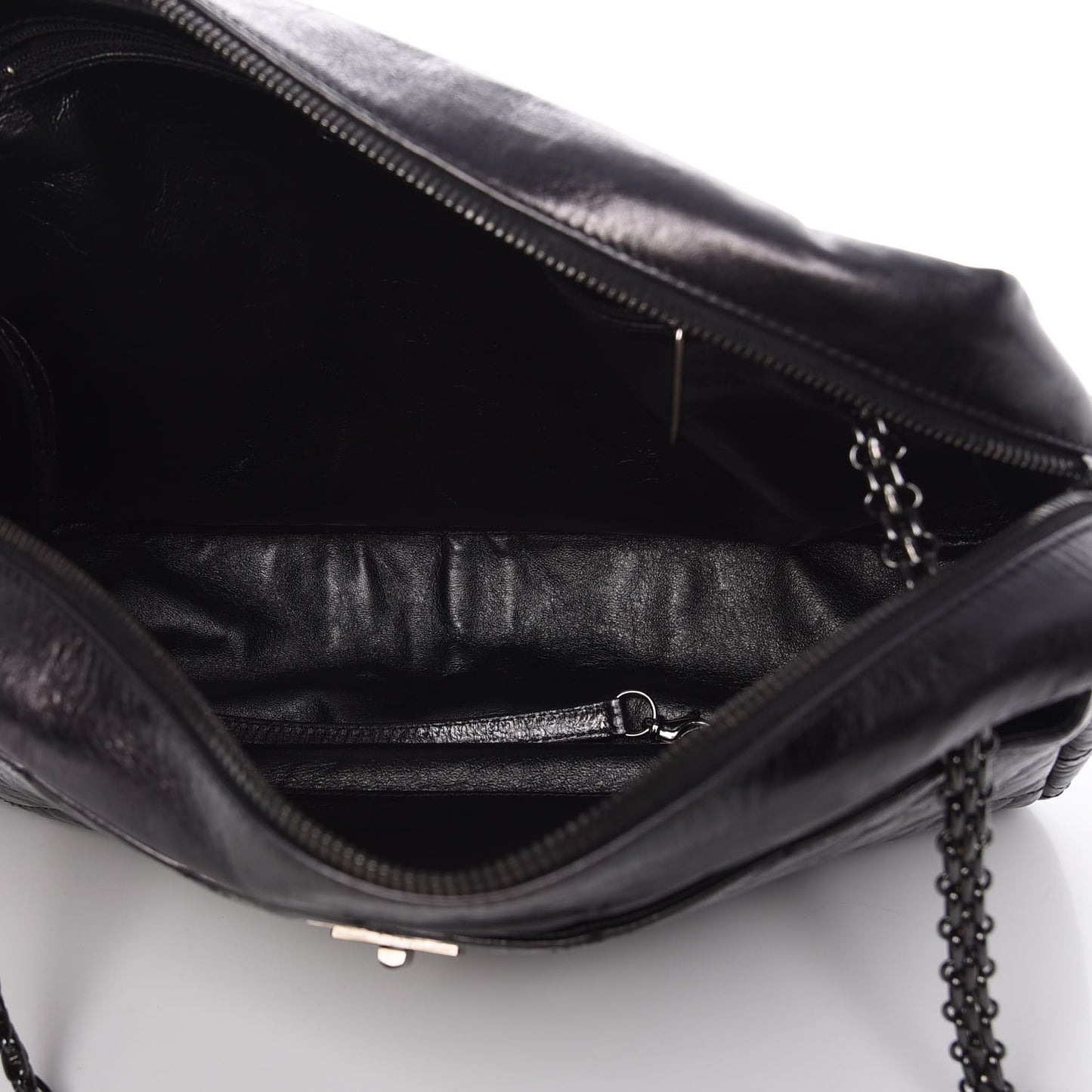 Metallic Aged Calfskin Quilted Large Reissue Camera Case Black