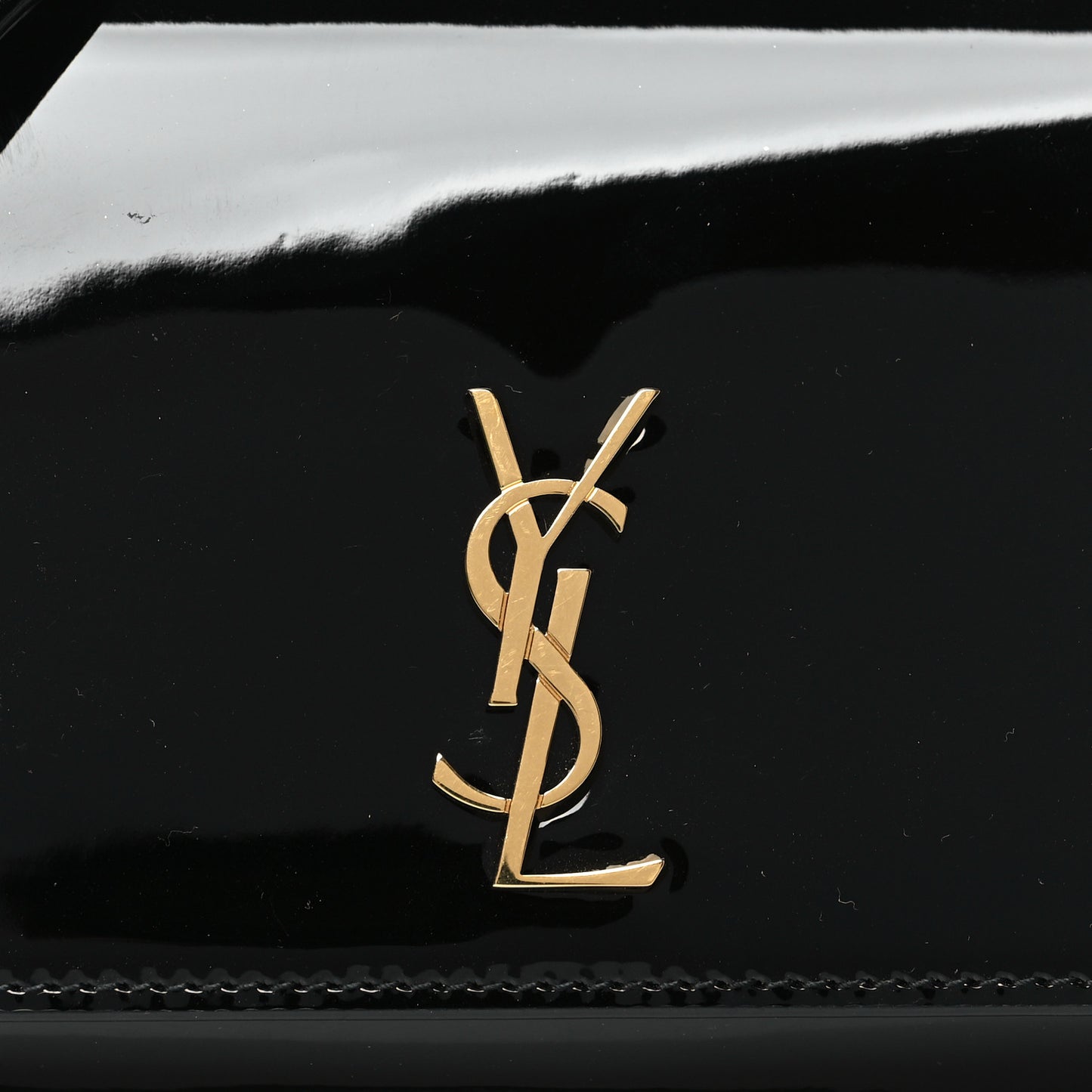 Vernice Diamond Calfskin Monogram Phone Holder Crossbody Black