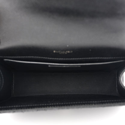 Saint Laurent Grain De Poudre Textured Mixed Matelasse Triquilt Medium Monogram Monochrome Satchel Black 5 of 11