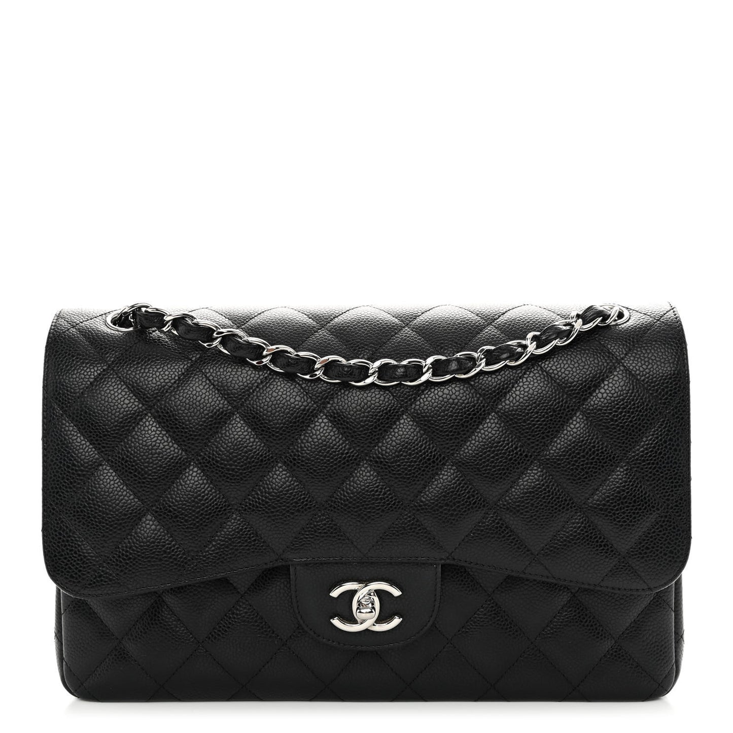 Caviar Quilted Jumbo Double Flap Black