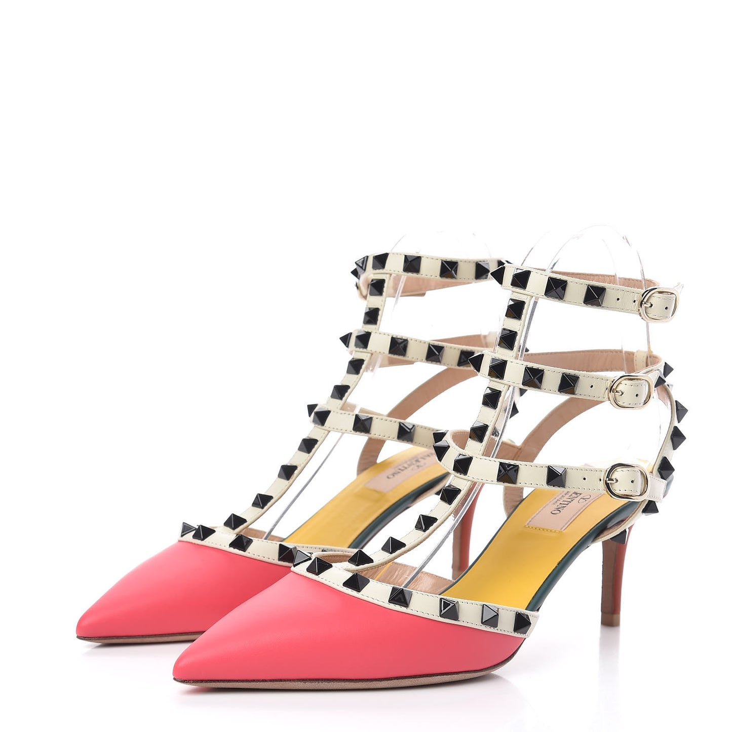 Nappa Rockstud Ankle Strap Low Heel Pumps 38 Multicolor