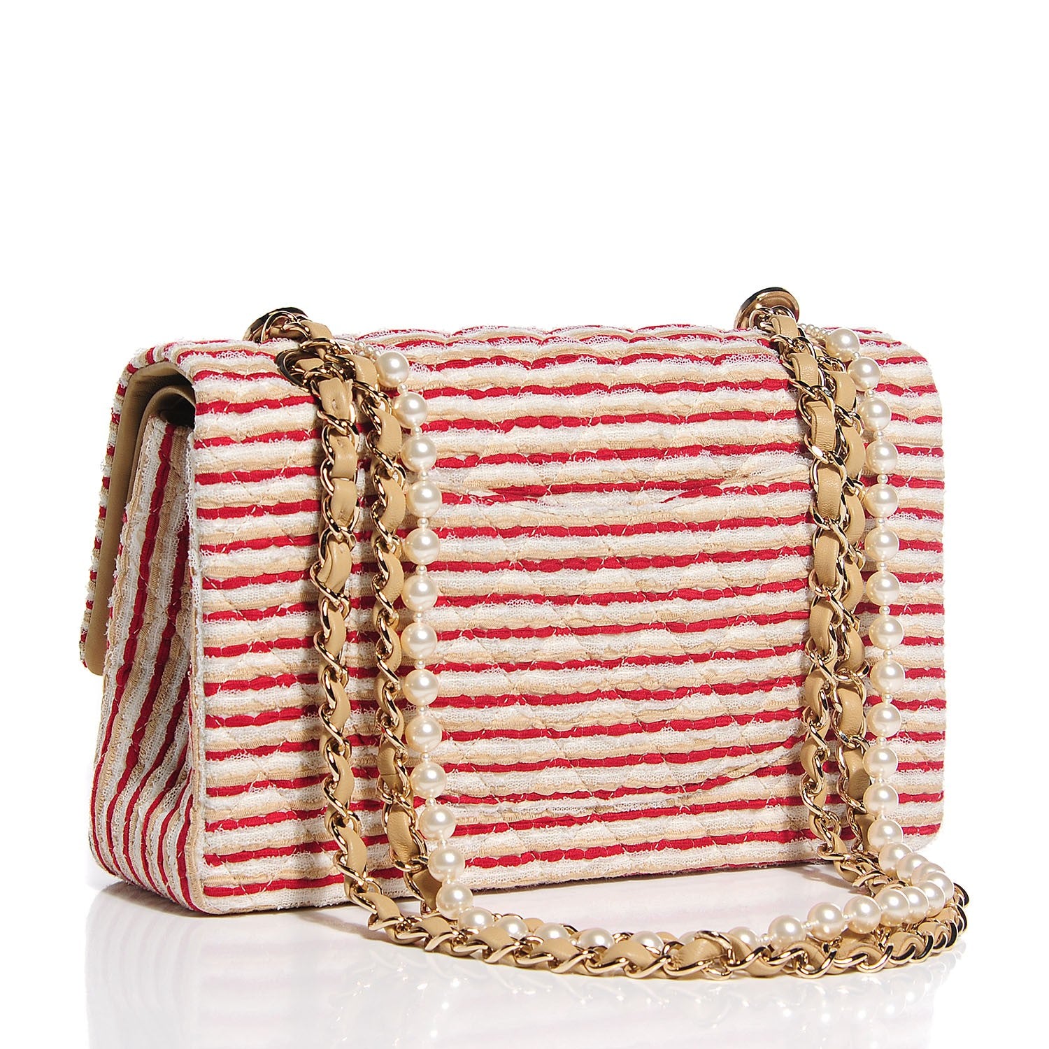 Chanel Jersey Quilted Medium Coco Sailor Flap Red White 3 of 11