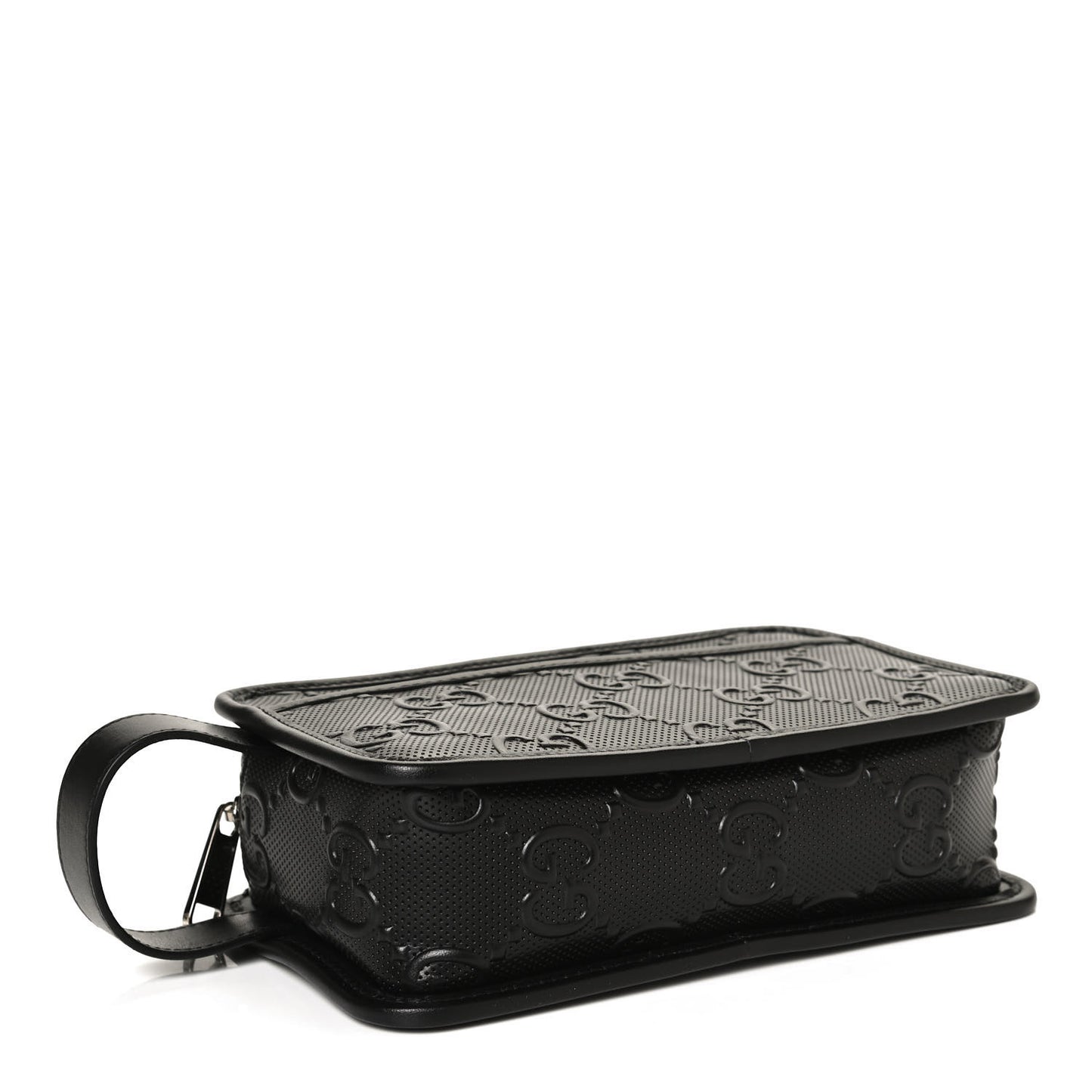 Calfskin GG Tennis Embossed Cosmetic Case Black