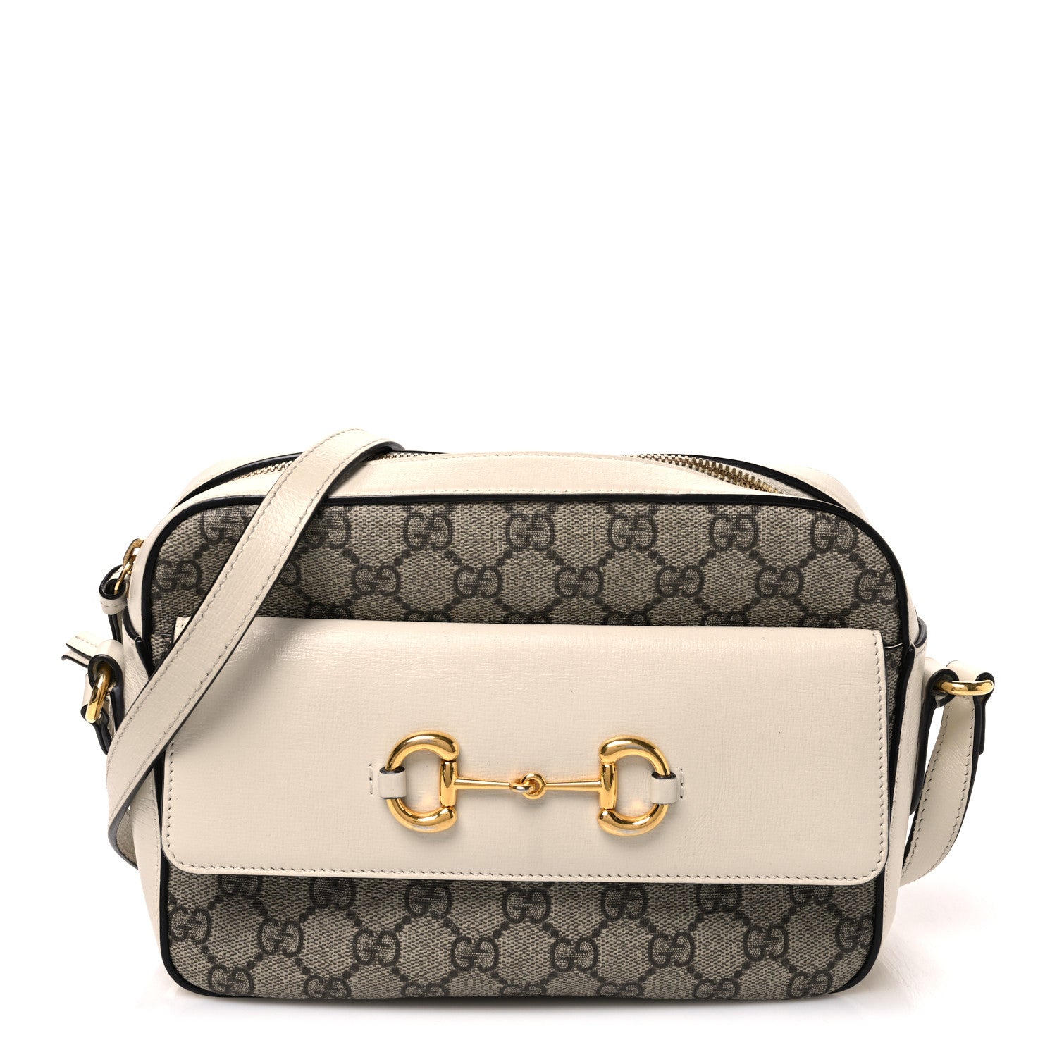 Gucci GG Supreme Monogram Small Horsebit 1955 Shoulder Bag Beige Mystic White 1 of 10