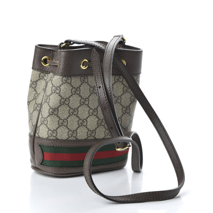 Gucci GG Supreme Monogram Web Mini Ophidia Bucket Bag Brown 3 of 10