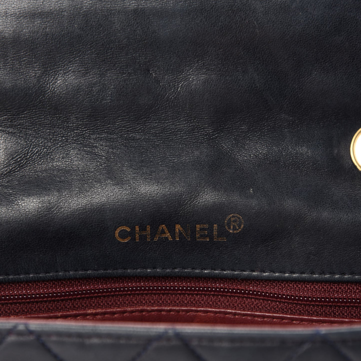 Lambskin Quilted Small Single Flap Bag Navy