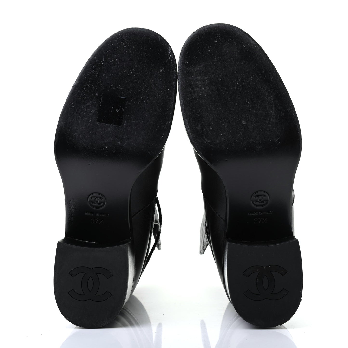 Calfskin Quilted CC Boots 37.5 Black
