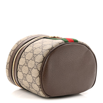 Gucci GG Supreme Monogram Textured Calfskin Web Ophidia Vanity Cosmetic Case Beige Ebony New Acero 4 of 11