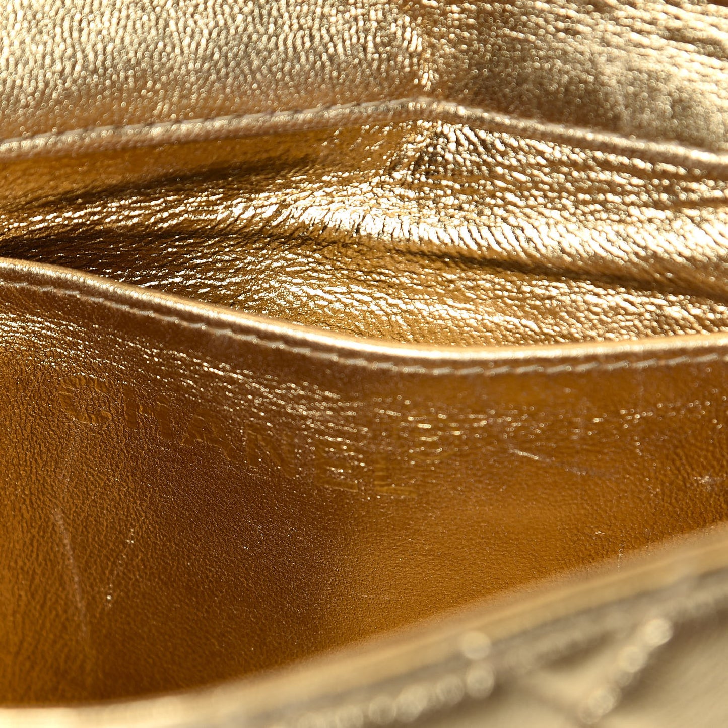 Metallic Lambskin Quilted Mini Square Flap Light Gold