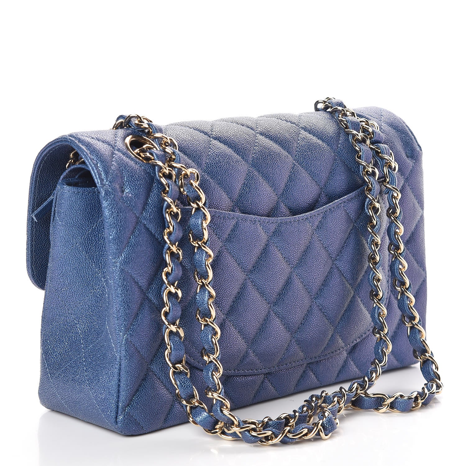 Chanel Iridescent Caviar Quilted Small Double Flap Dark Blue 3 of 10
