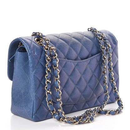 Chanel Iridescent Caviar Quilted Small Double Flap Dark Blue 3 of 10
