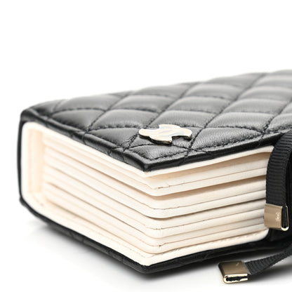 Chanel Lambskin Quilted Book Card Holder on Chain Black 10 of 11