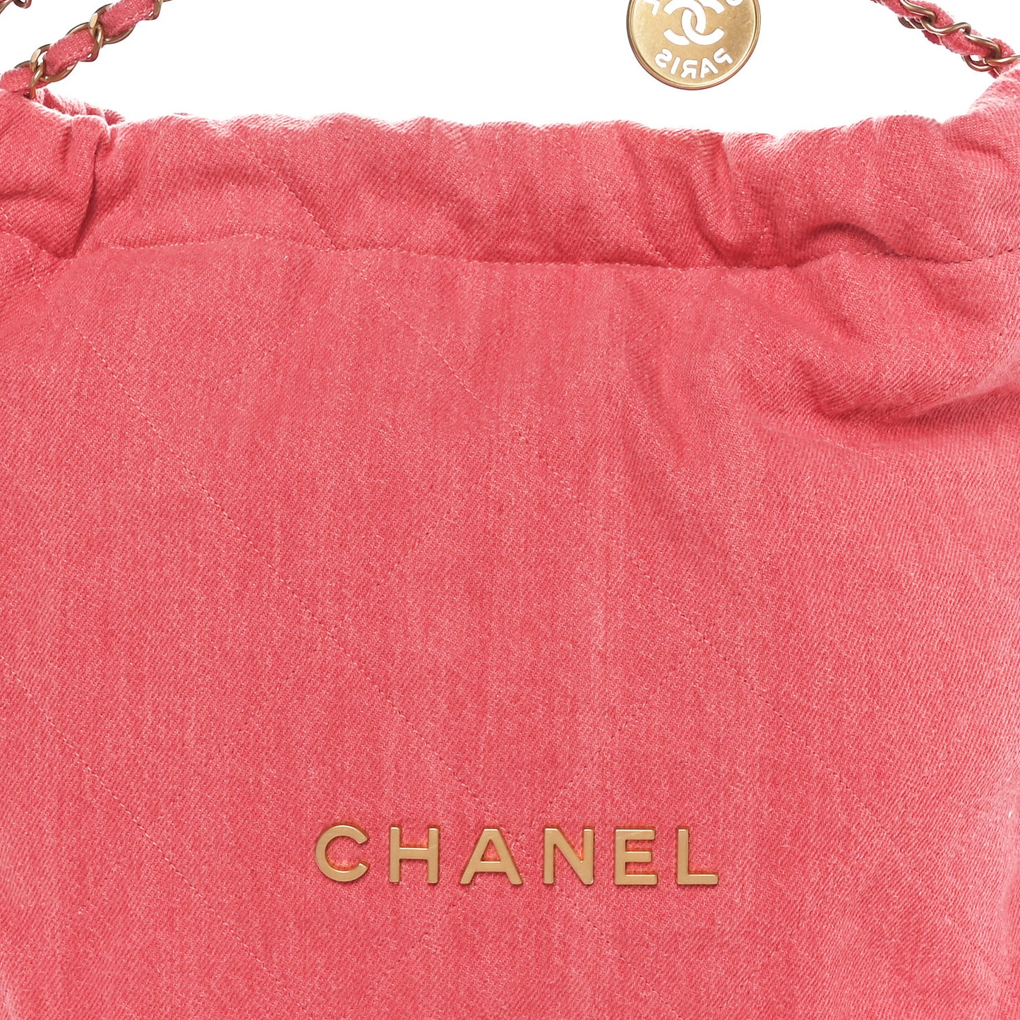 Washed Denim Quilted Chanel 22 Red