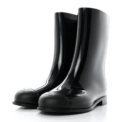 Chanel Rubber Rain Boots 40 Black 3 of 8