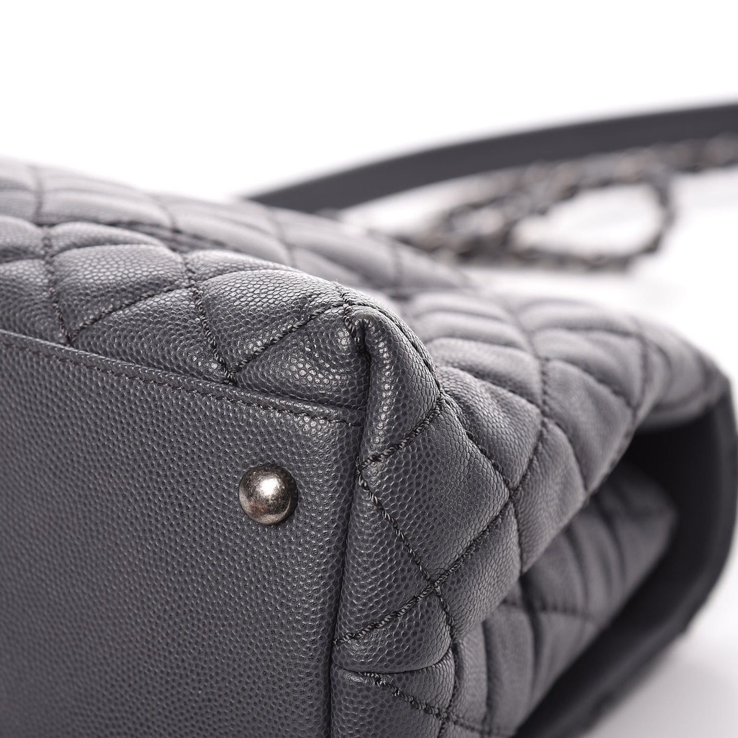 Caviar Quilted Small Coco Handle Flap Gray