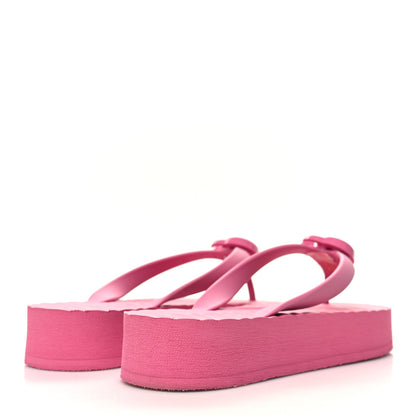 Gucci Rubber Chevron Womens GG Thong Sandals 36 Pink Tropical Flower 4 of 8
