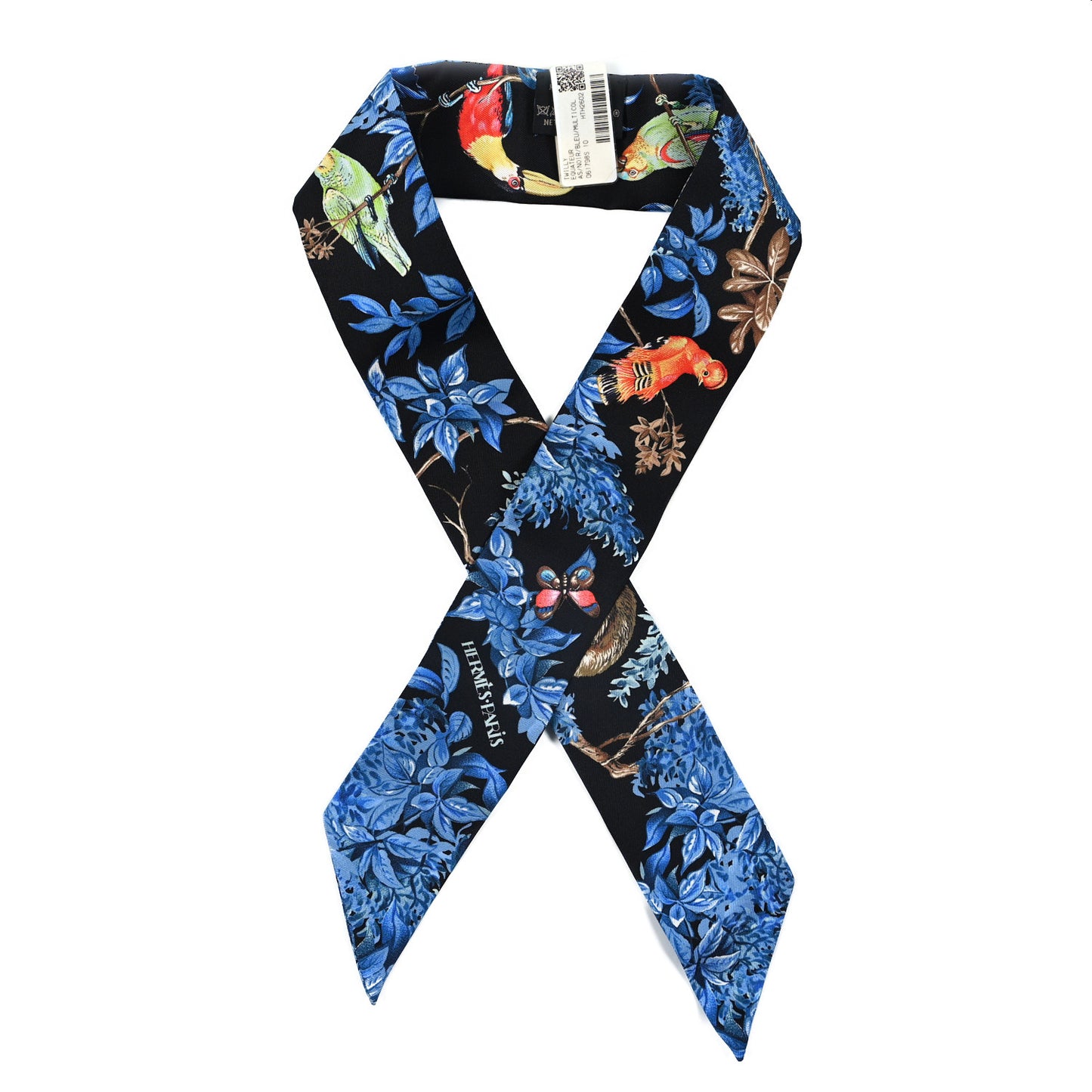 Silk Equateur Twilly Black Bleu Multicolor