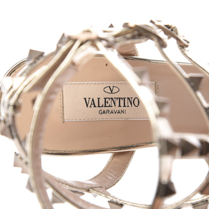 Valentino Garavani Metallic Pebbled Calfskin Patent Rockstud Ankle Strap 65mm Pumps 37.5 Sasso 7 of 10
