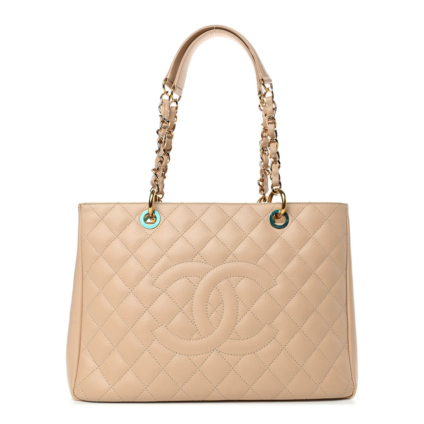 Caviar Quilted Grand Shopping Tote GST Beige