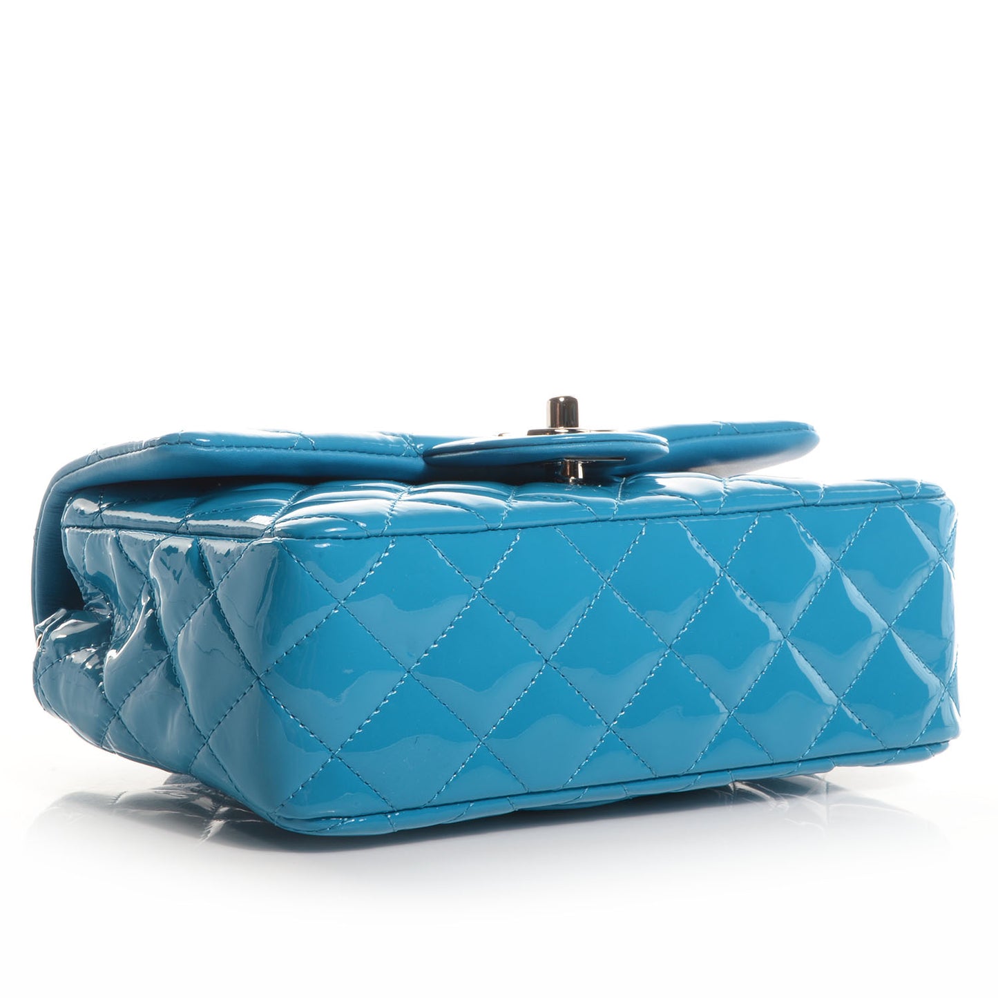 Patent Quilted Mini Flap Blue
