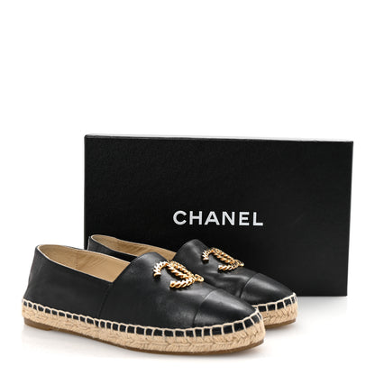 Chanel Calfskin Chain CC Espadrilles 35 Black 10 of 10