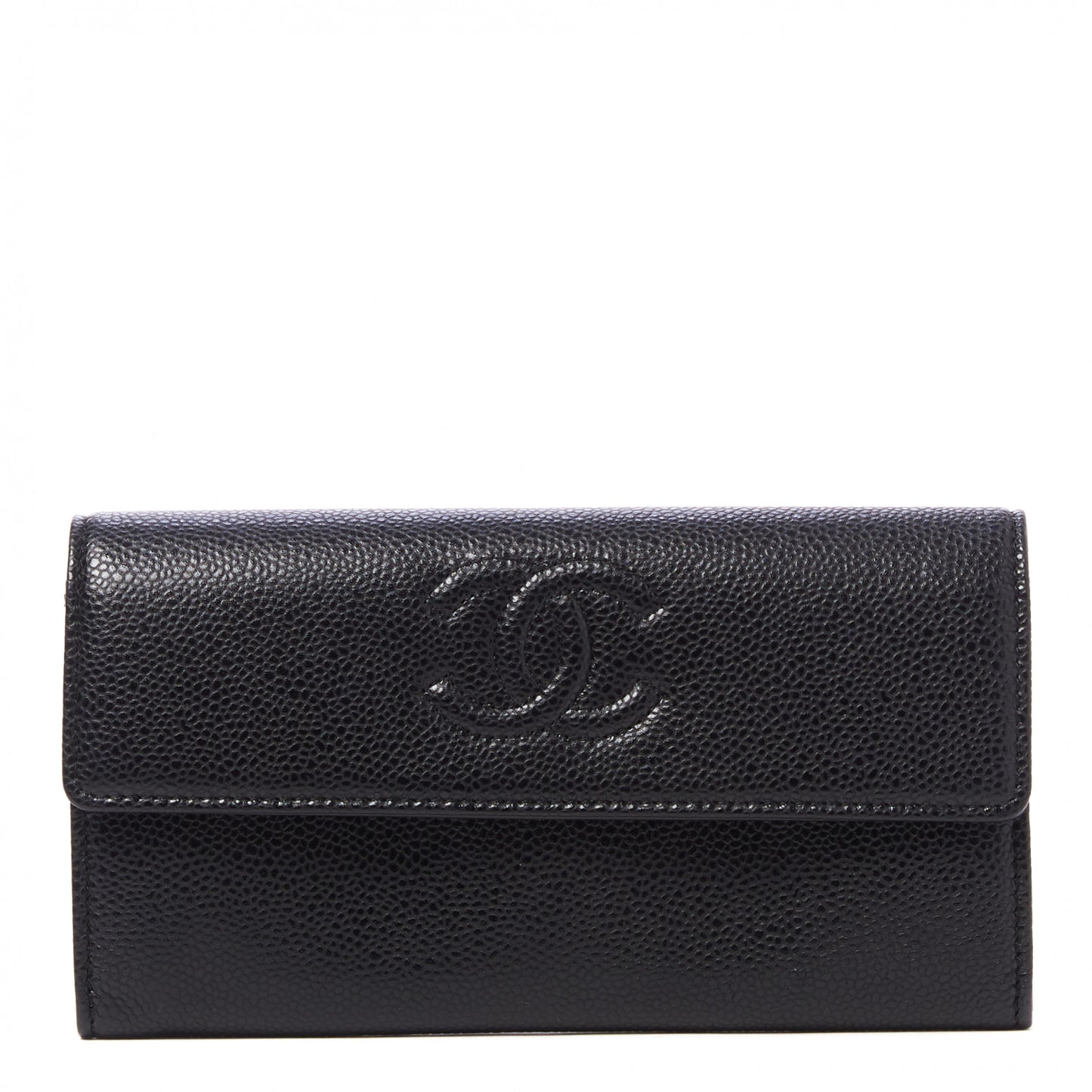 Caviar Timeless CC Large Gusset Flap Wallet Black