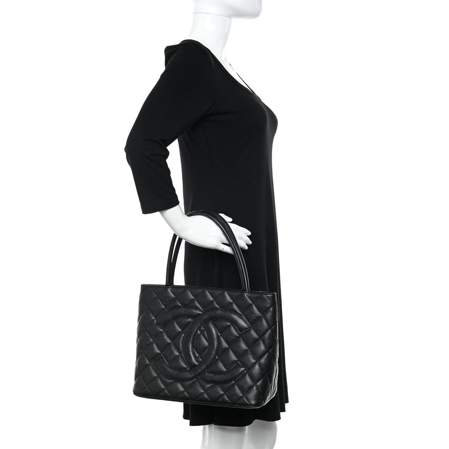 Caviar Quilted Medallion Tote Black
