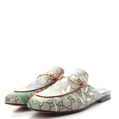 Gucci GG Supreme Monogram Tian Womens Princetown Slippers 38 Beige Ebony Multicolor 3 of 11