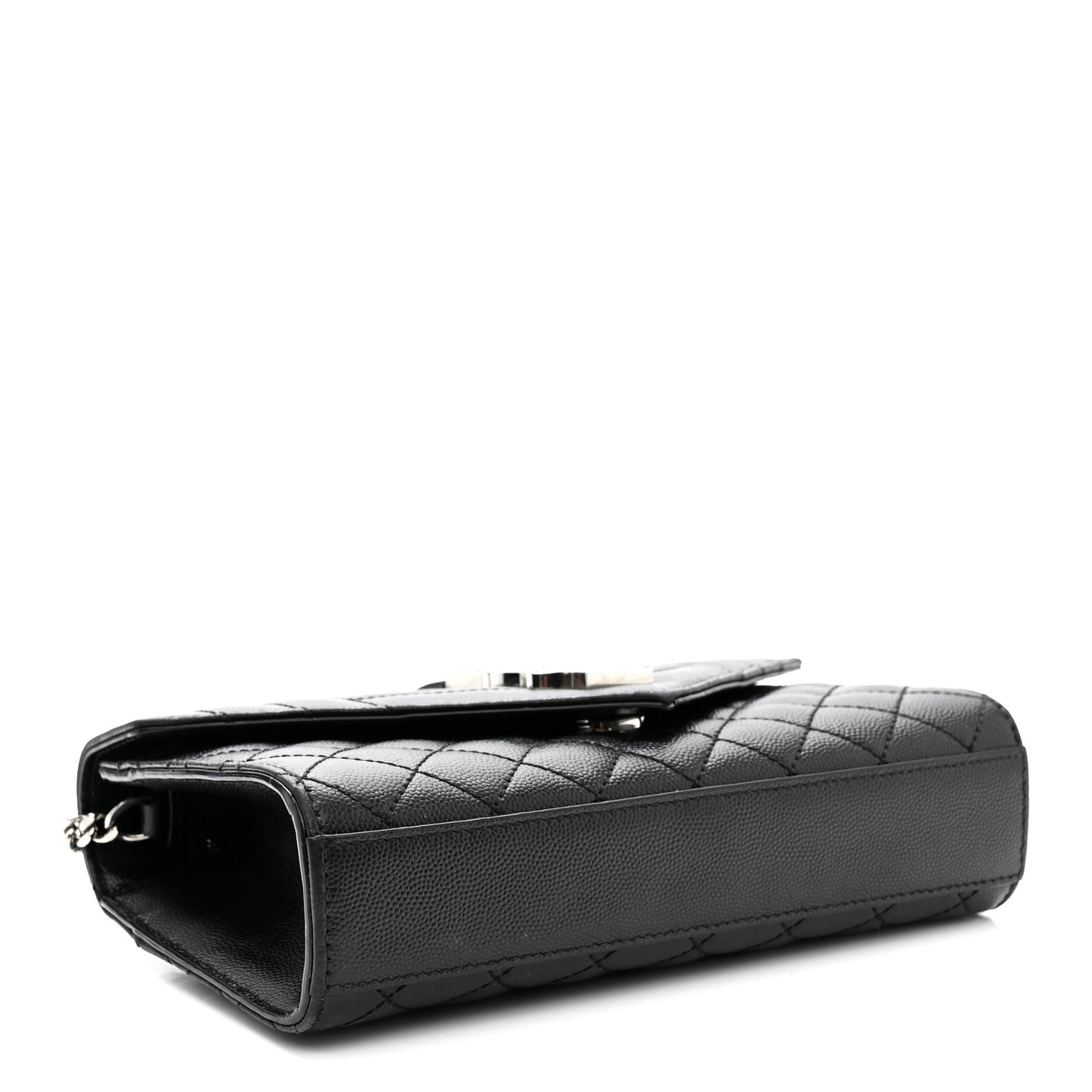 Grain De Poudre Textured Mixed Matelasse Triquilt Small Monogram Satchel Black