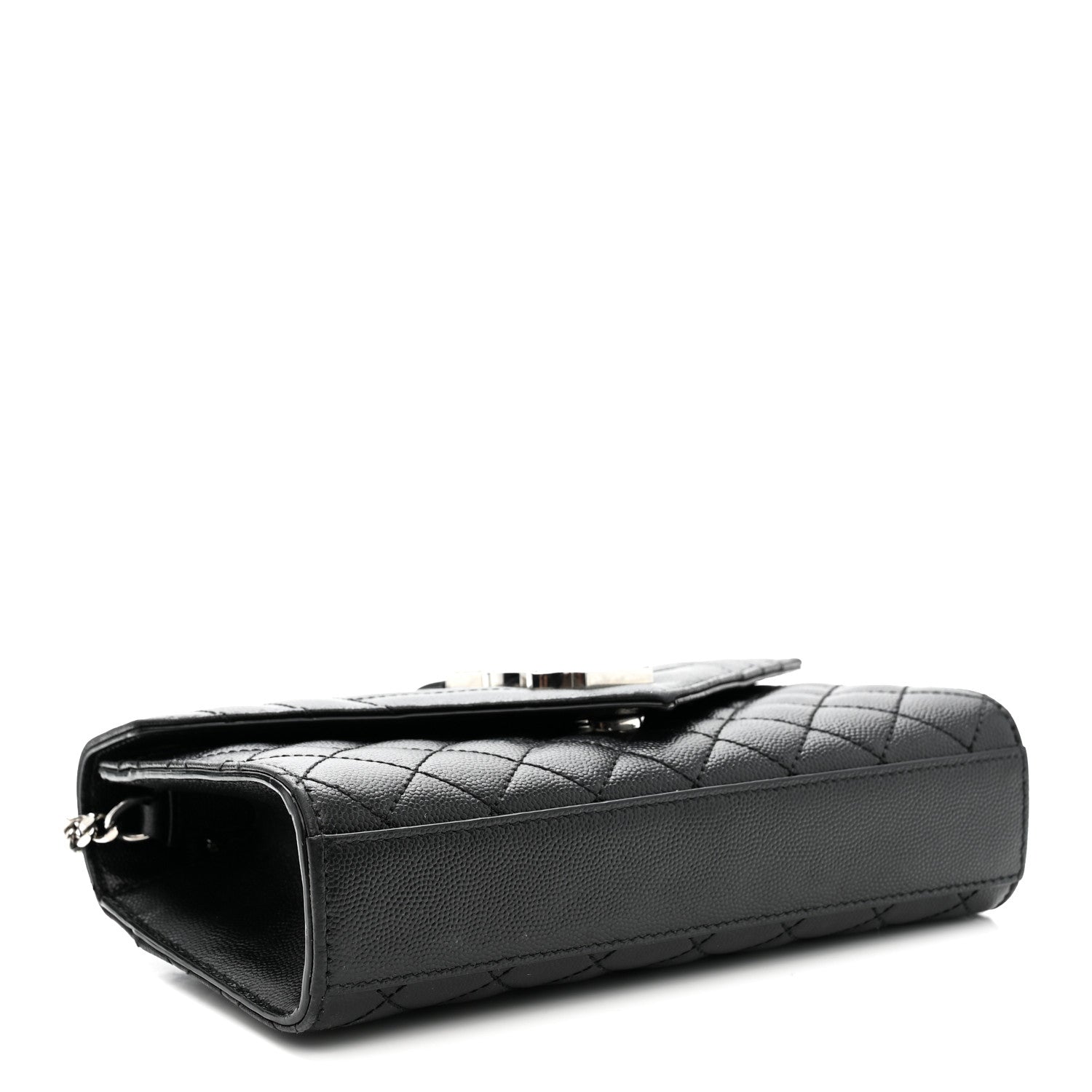 Saint Laurent Grain De Poudre Textured Mixed Matelasse Triquilt Small Monogram Satchel Black 4 of 10