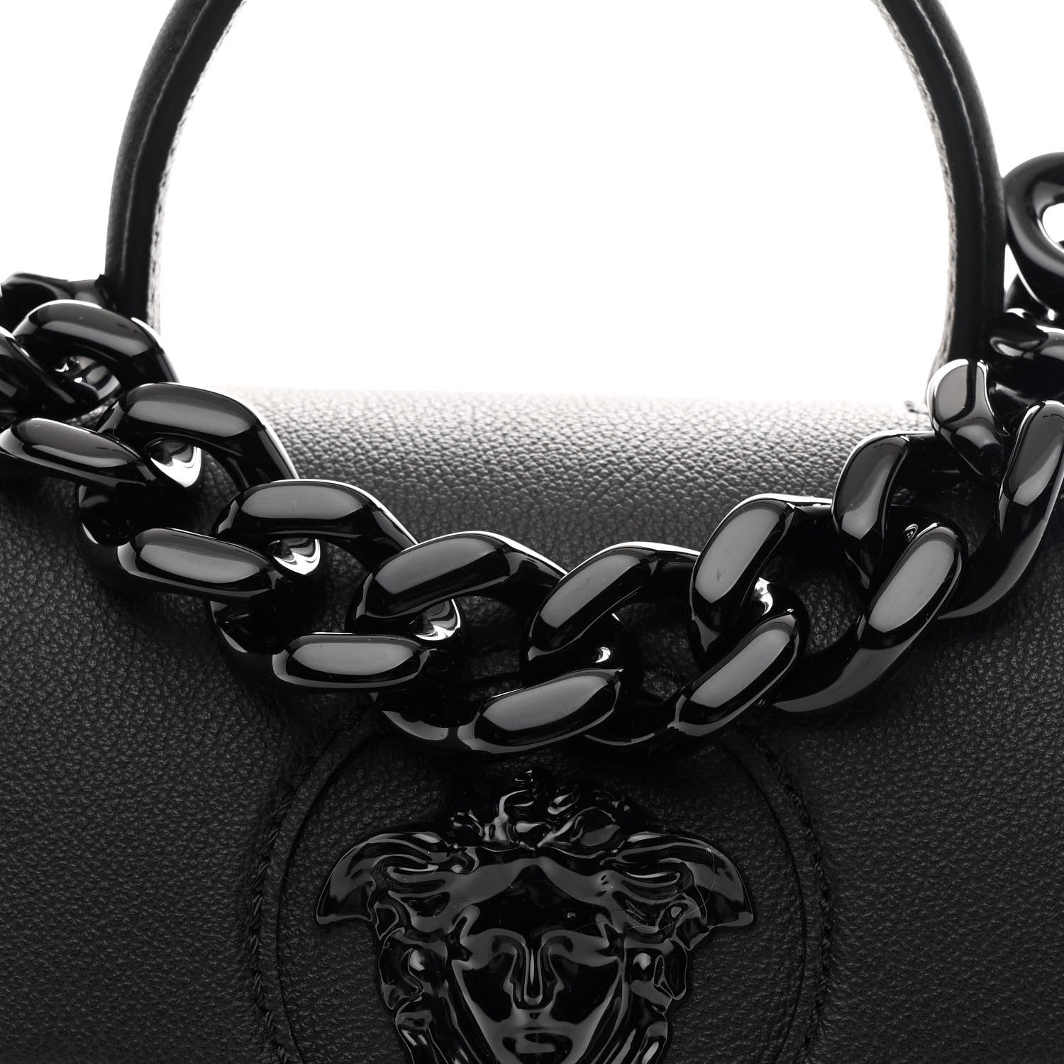 Versace Grained Calfskin Small La Medusa Top Handle Bag Black 8 of 10