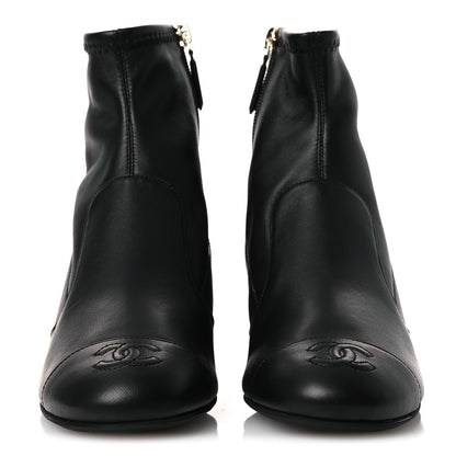 Chanel Stretch Lambskin Cap Toe CC Uniform Short Boots 36 Black 3 of 11