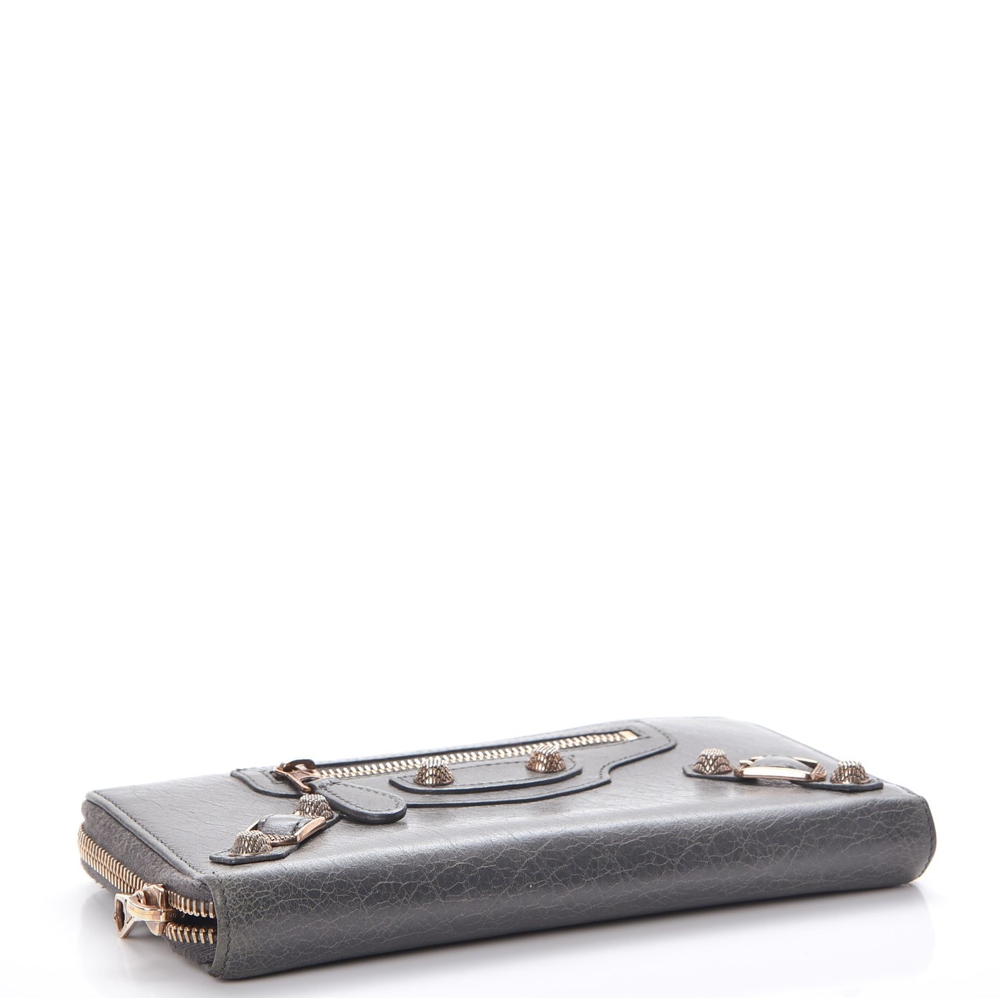 Agneau Giant 12 Rose Gold Hardware Continental Zip Around Wallet Gris Tarmac