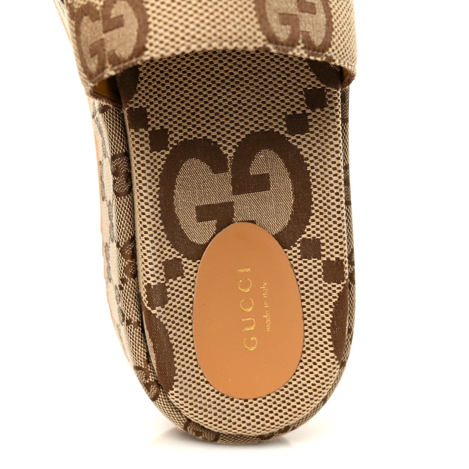 Gucci Monogram Maxi GG Angelina Platform 55mm Slide Sandals 41.5 Camel Ebony 7 of 10