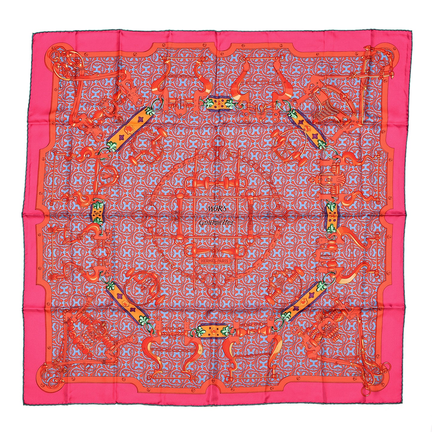 Silk Mors et Gourmettes Remix Scarf 90 Rose Indien Rouge Bleu