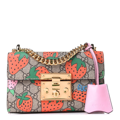 Gucci GG Supreme Monogram Strawberry Small Padlock Shoulder Bag 1 of 11