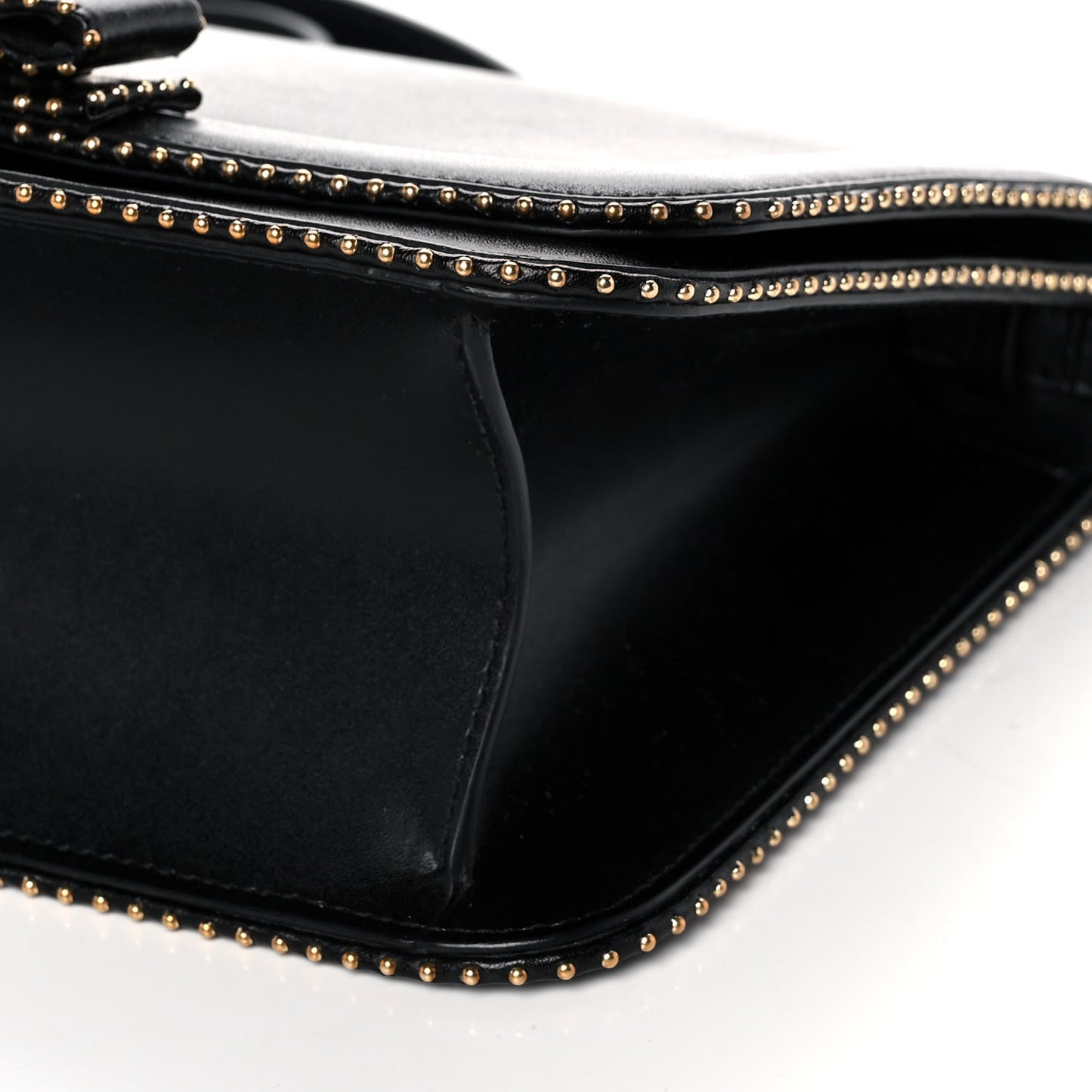 Calfskin Studded Vara Bow Bag Black