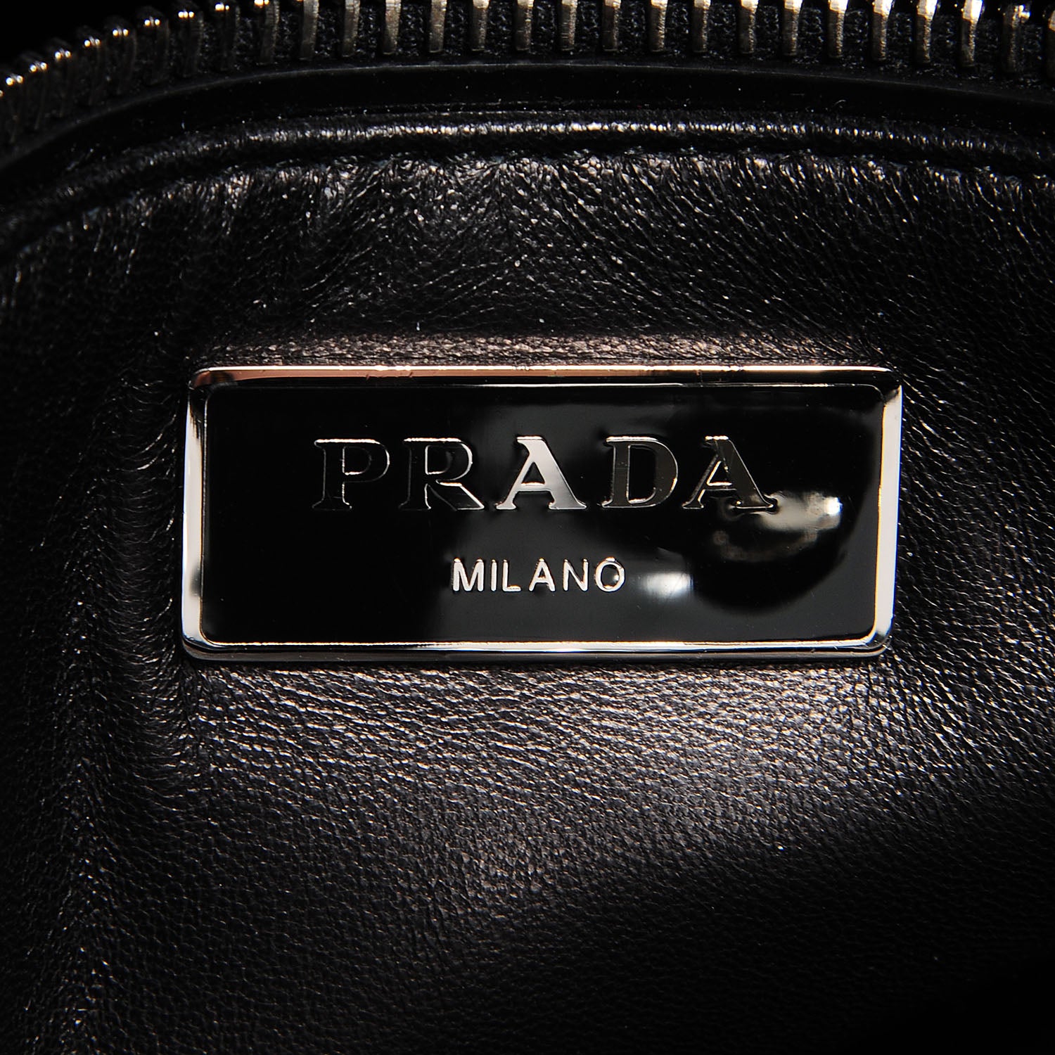 Prada Spazzolato Floral Open Bucket Bag Black White 7 of 8