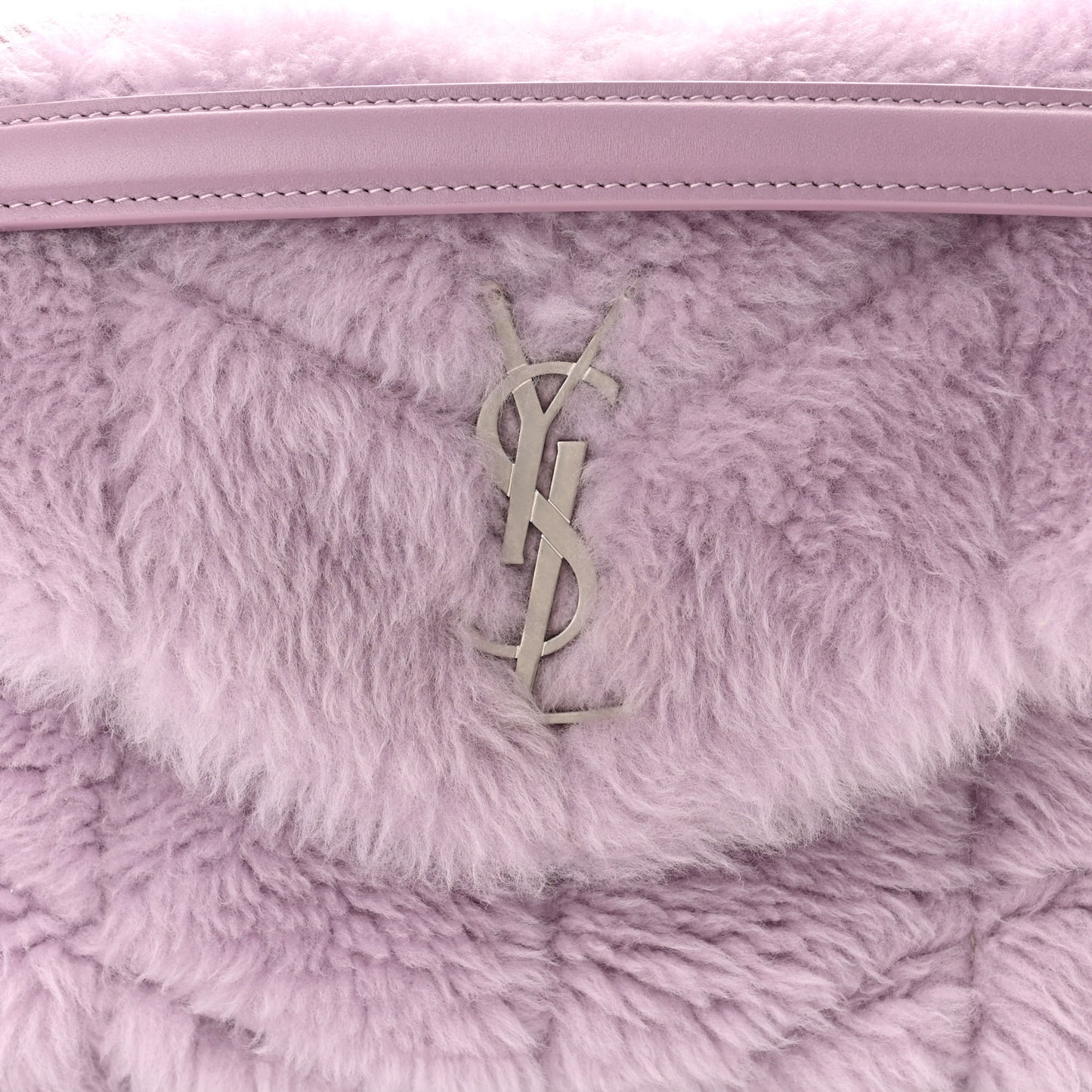 Merino Shearling Lambskin Quilted Small Loulou Puffer Monogram Chain Satchel Lila
