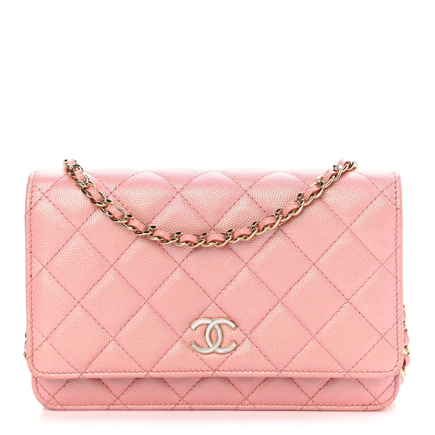 Chanel Iridescent Caviar Quilted Wallet on Chain WOC Rose Pink 1 of 12