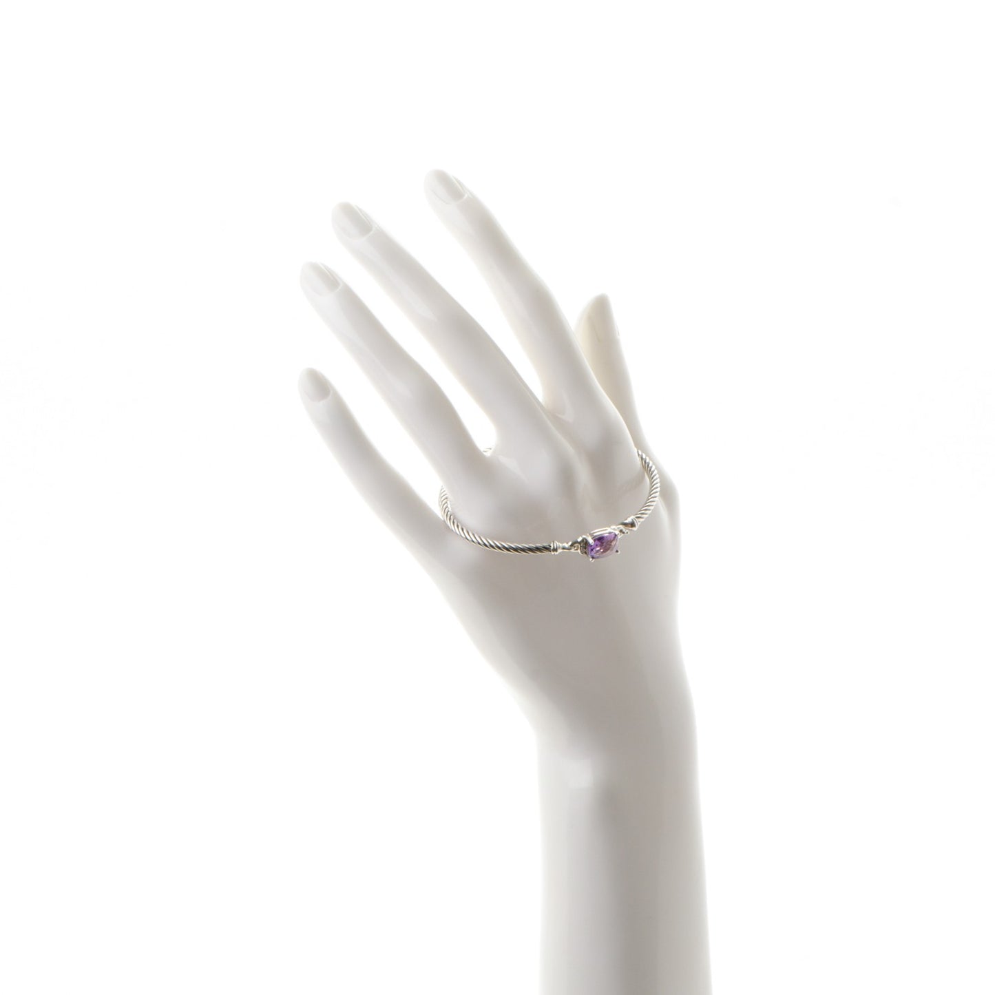 Sterling Silver Diamond Amethyst 3mm Petite Wheaton Bracelet
