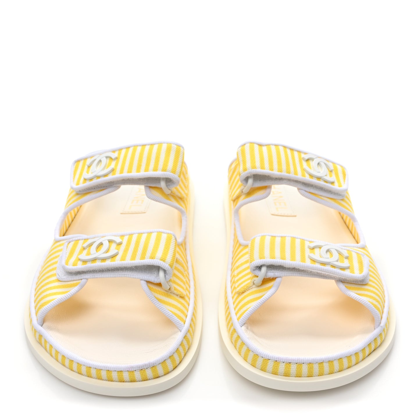 Printed Calfskin Velcro Dad Flat Mules 39 White Yellow