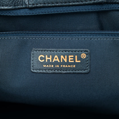 Chanel Metallic Caviar Quilted Large Classic Shopping Tote Dark Blue 5 of 9